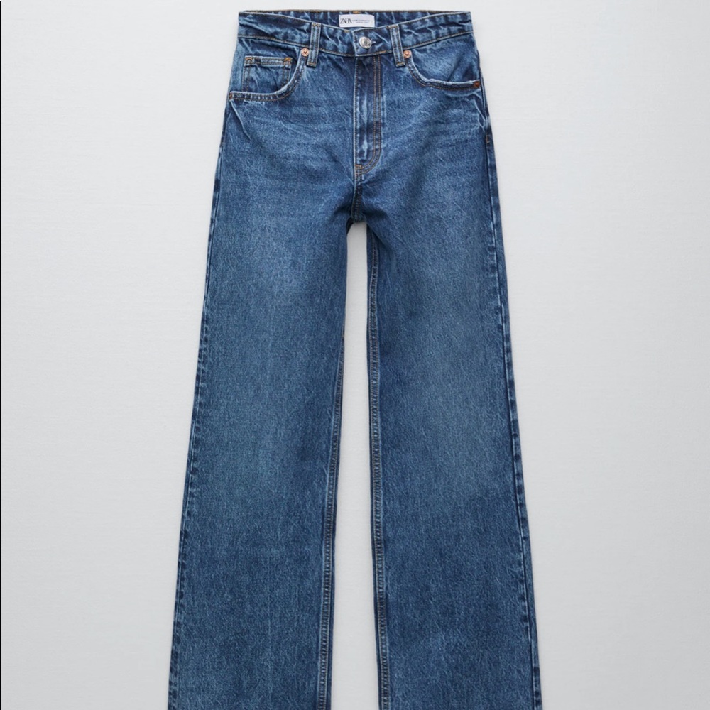 Zara full length wide leg jeans